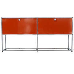 Vintage Red Fritz Haller Cabinet by Herman Miller