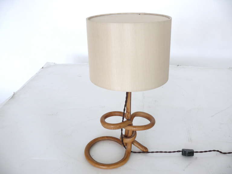 Petite Leather Lamp by Jacques Adnet 3