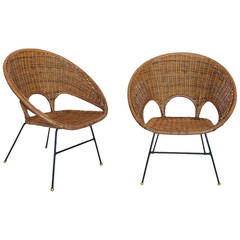 Vintage Sculptural Wicker and Rattan Chairs