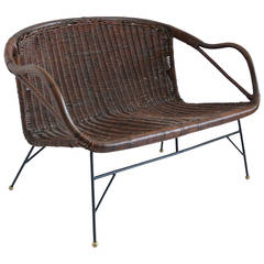 Vintage Rattan and Wicker Settee