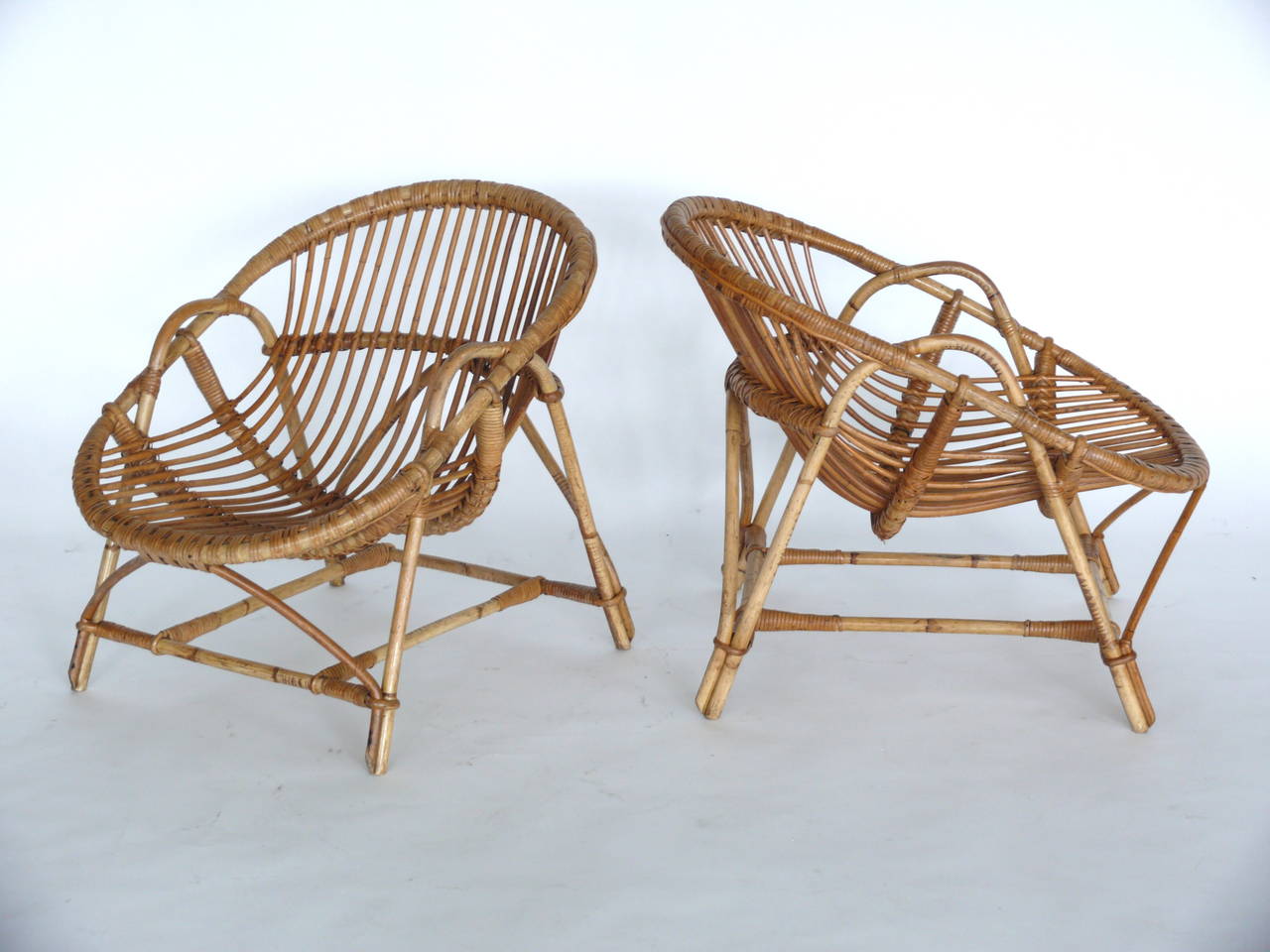 French Rattan and Bamboo Chairs In Excellent Condition In Beverly Hills, CA