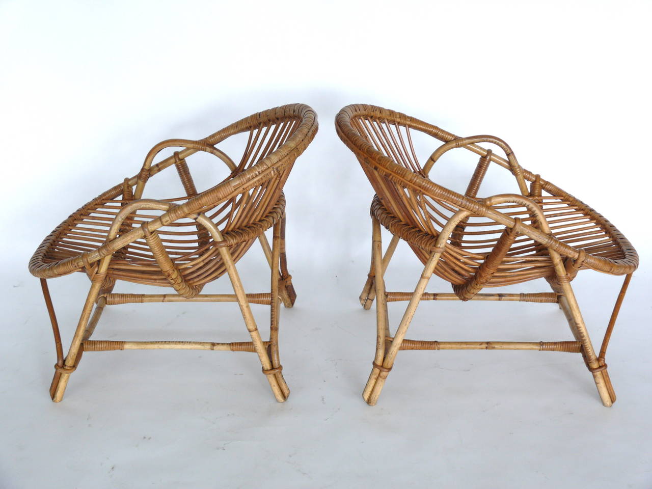 Mid-20th Century French Rattan and Bamboo Chairs