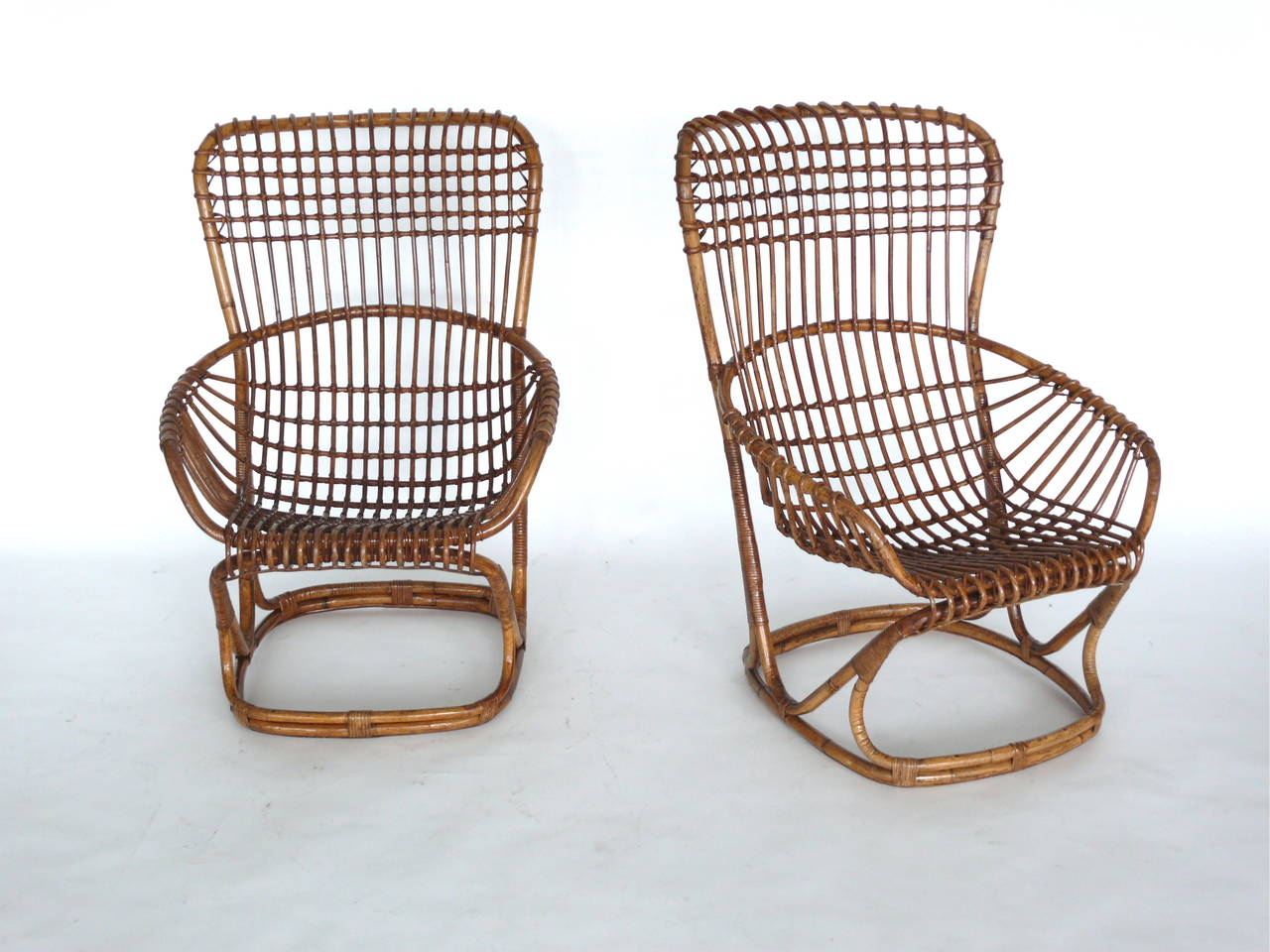 Set of French Bamboo and Rattan Armchairs with Table 1