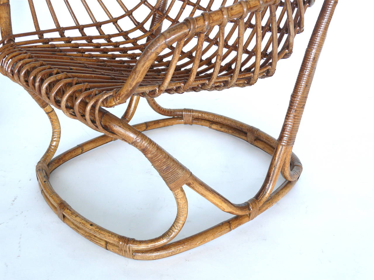 Set of French Bamboo and Rattan Armchairs with Table 3