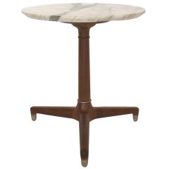 Petite Marble and Wood Gueridon Table