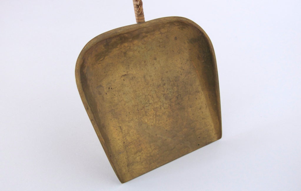 20th Century Carl Aubock Brass Dust Pan and Broom