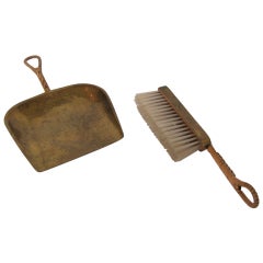 Vintage Carl Aubock Brass Dust Pan and Broom