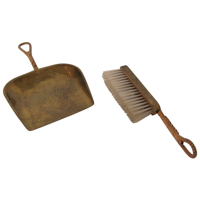 Carl Aubock Brass Dust Pan and Broom