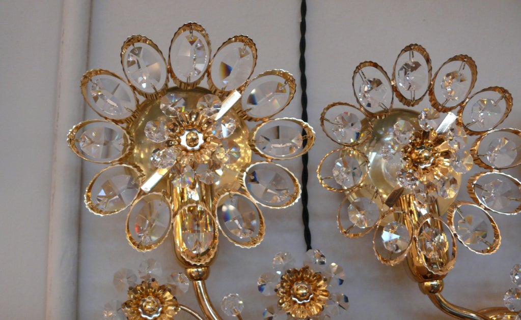 Austrian Large Palwa Floral Crystal Sconce