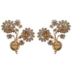 Italian Floral Crystal Sconces