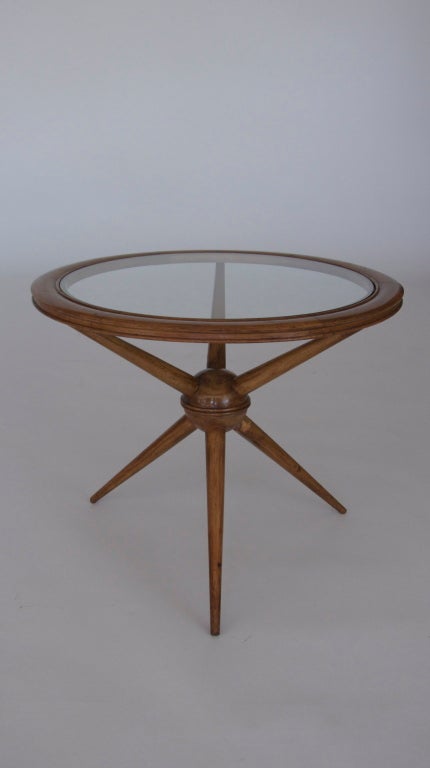 Italian Sputnik Wood and Glass Table