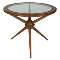 Italian Sputnik Wood and Glass Table