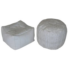 Vintage Handmade Moroccan Leather Poufs