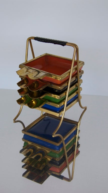 Italian Enamel Ashtray Set