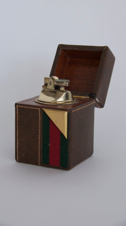 20th Century Vintage Leather Gucci Lighter