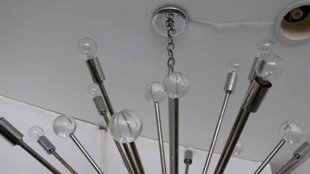 Large Chrome and Lucite Sputnik In Excellent Condition In Beverly Hills, CA