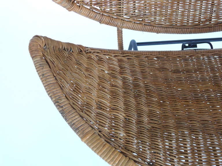Wicker and Iron Scoop Chairs by John Salterini 1