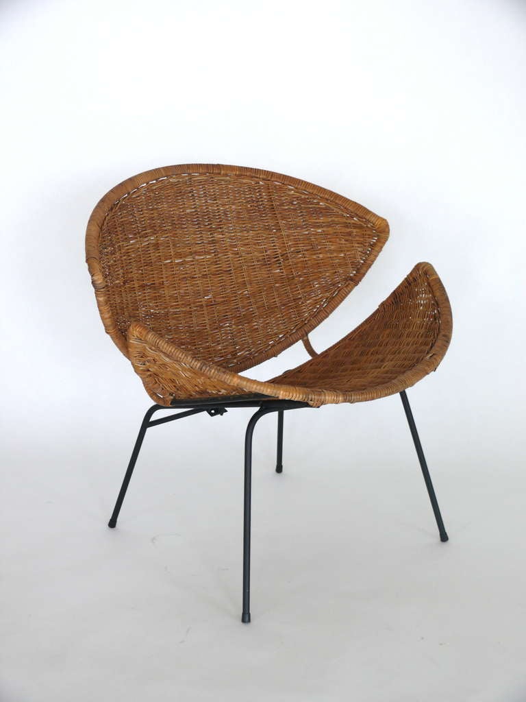 Wicker and Iron Scoop Chairs by John Salterini 2