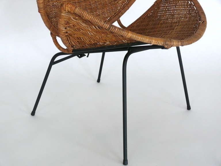 Wicker and Iron Scoop Chairs by John Salterini 3