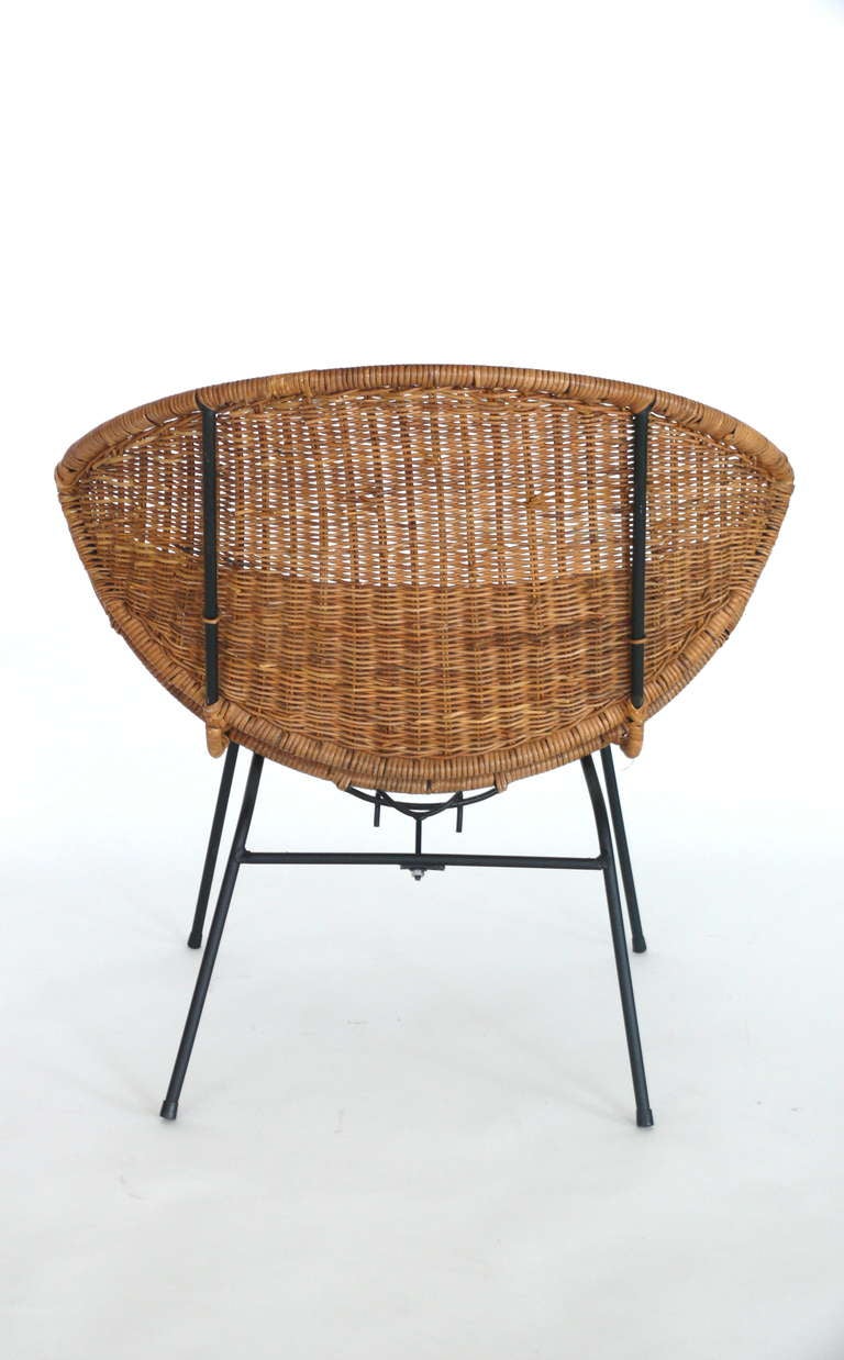 Wicker and Iron Scoop Chairs by John Salterini 4