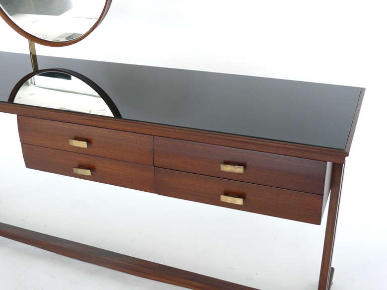 Italian Teak Vanity With Mirror