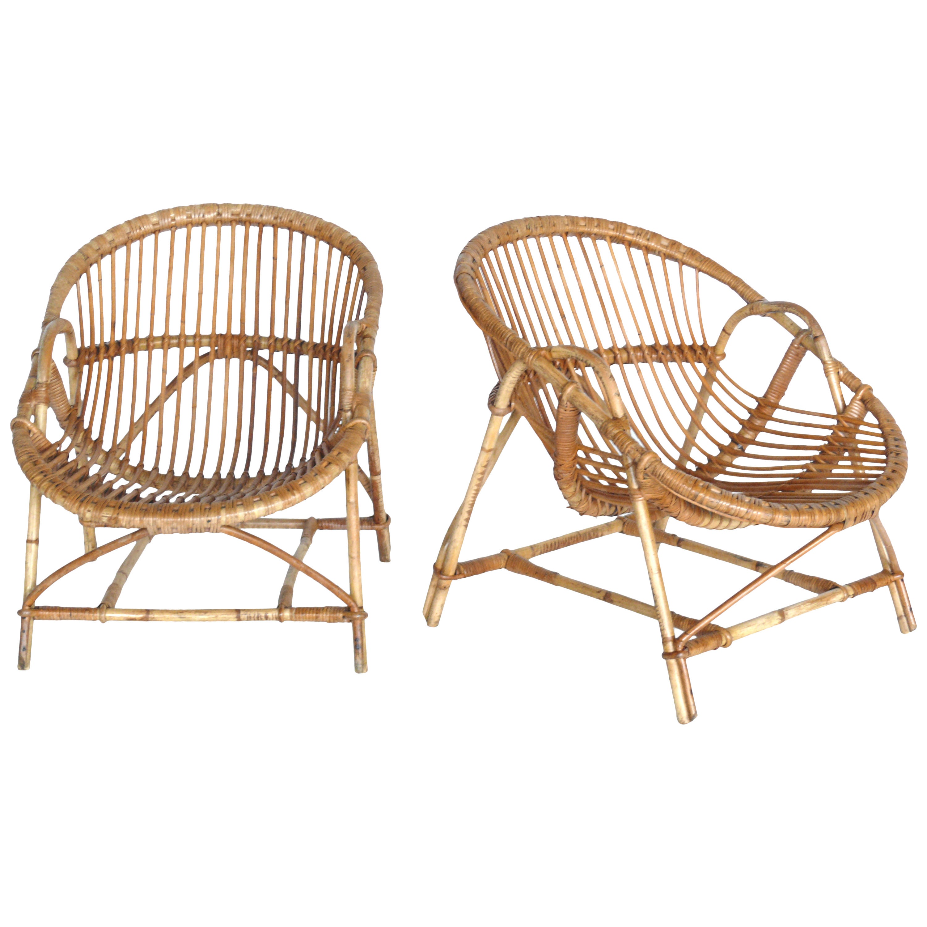 French Rattan and Bamboo Chairs