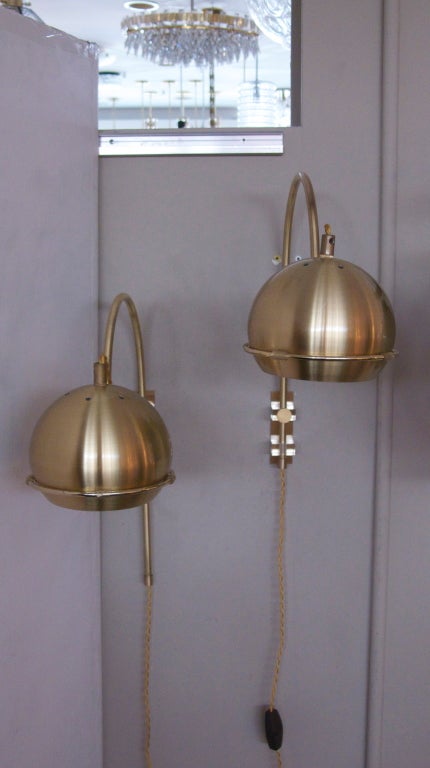 20th Century Italian Brass Globe Arc Sconces