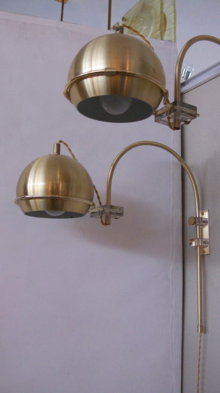 Italian Brass Globe Arc Sconces 1