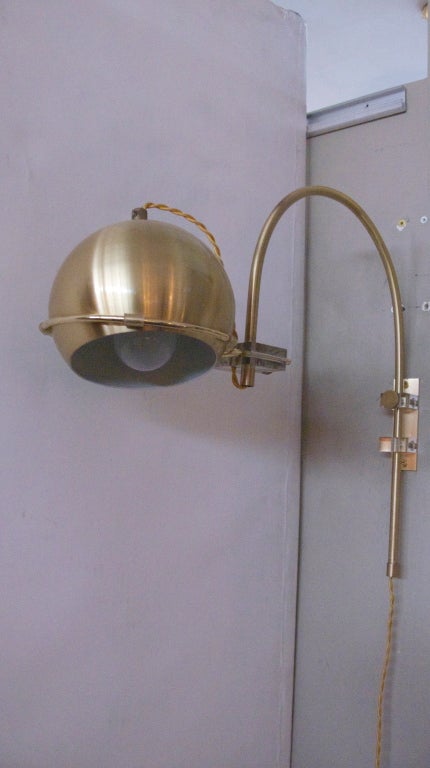 Italian Brass Globe Arc Sconces 4
