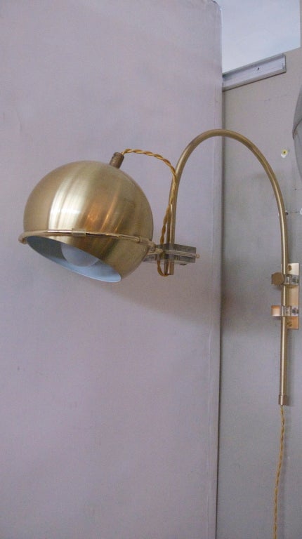 Italian Brass Globe Arc Sconces 5