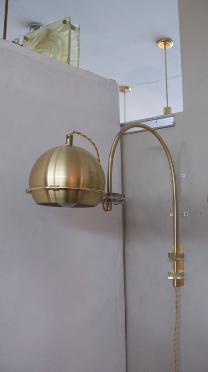 Italian Brass Globe Arc Sconces 6
