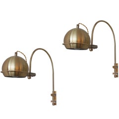 Italian Brass Globe Arc Sconces