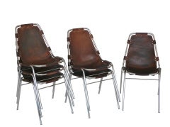 Set of 6 "Les Arc" Chairs by Charlotte Perriand