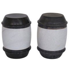 Pair of French Marble Garden Stools