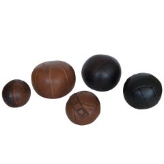 Vintage French Leather Medicine Balls