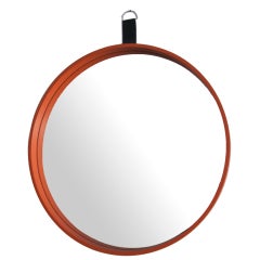 Vintage Orange Mirror with Leather Strap