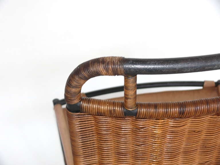 French Leather and Wicker Chairs at 1stdibs