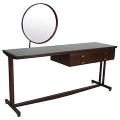 Vintage Italian Teak Vanity With Mirror