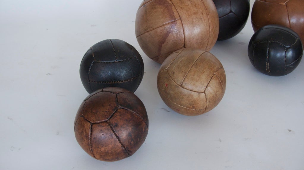 French Leather Medicine Balls In Excellent Condition In Beverly Hills, CA