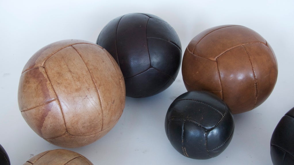 20th Century French Leather Medicine Balls