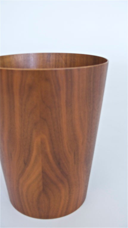 20th Century Walnut Waste Basket by IDG