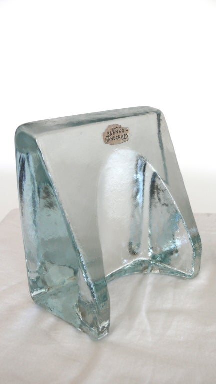 20th Century Thick Curved Glass Bookends by Blenko