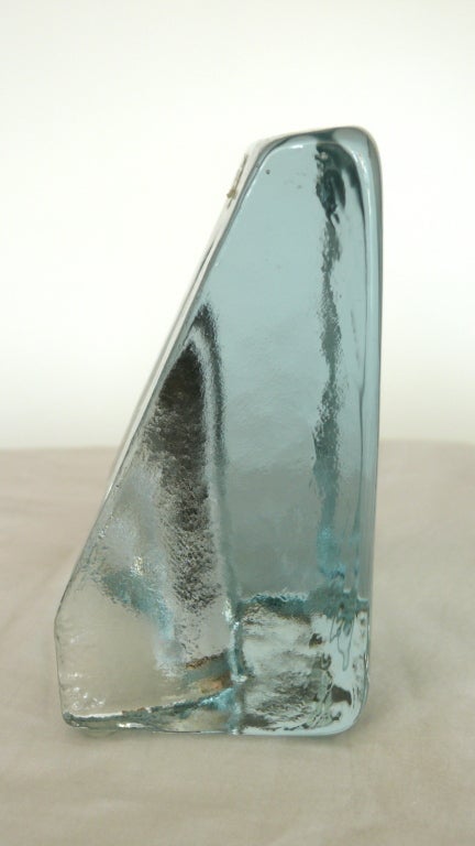 Thick Curved Glass Bookends by Blenko 1