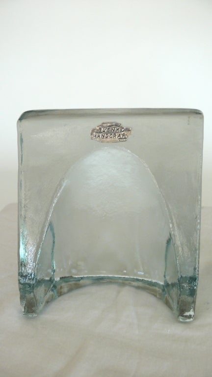 Thick Curved Glass Bookends by Blenko 2