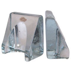 Thick Curved Glass Bookends by Blenko
