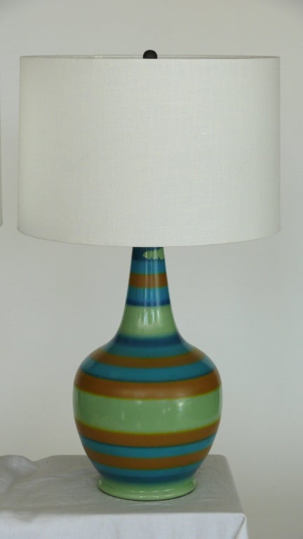 American Striped Ceramic Lamp