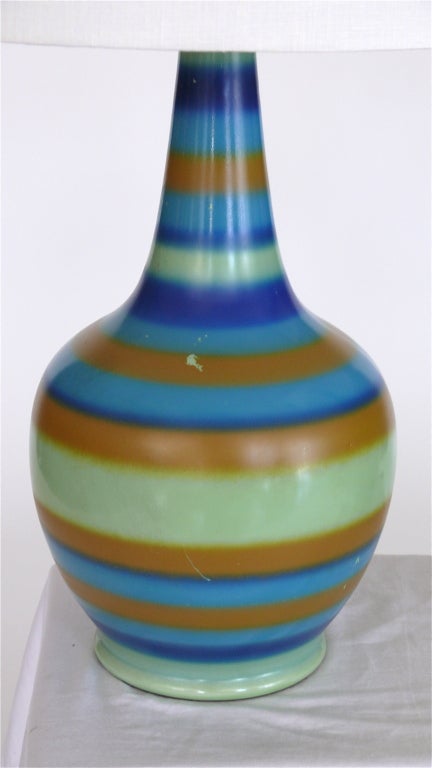 20th Century Striped Ceramic Lamp