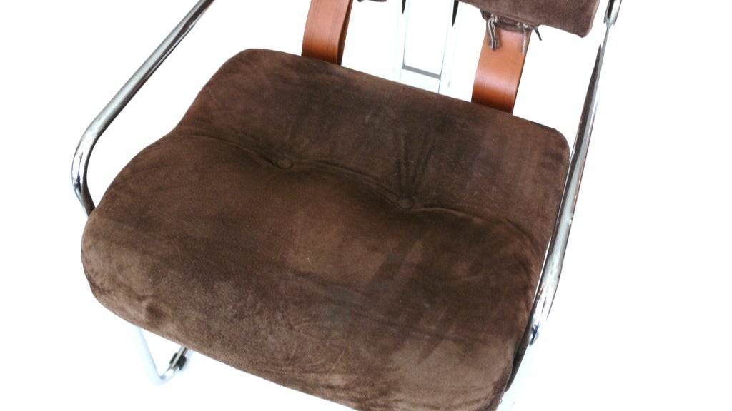 Late 20th Century Suede and Leather Chair by Mariani for Pace