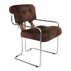 Suede and Leather Chair by Mariani for Pace