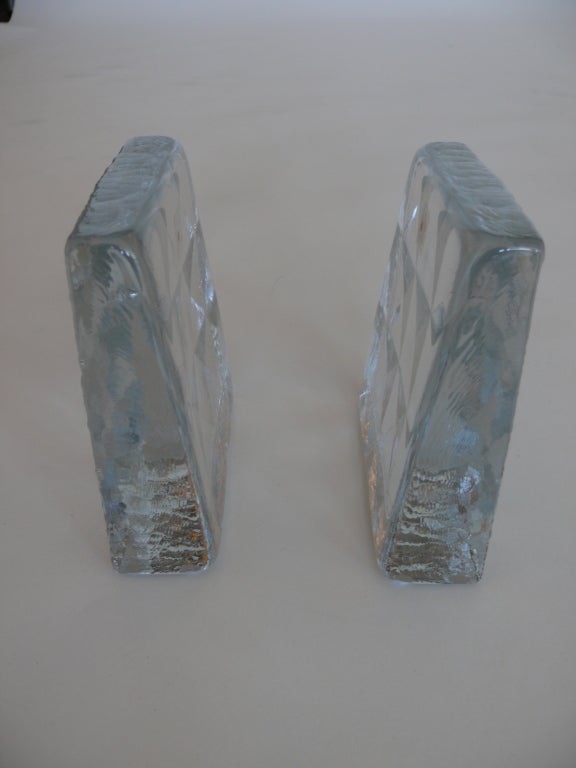 Hand Crafted Glass Bookends by Blenko 3